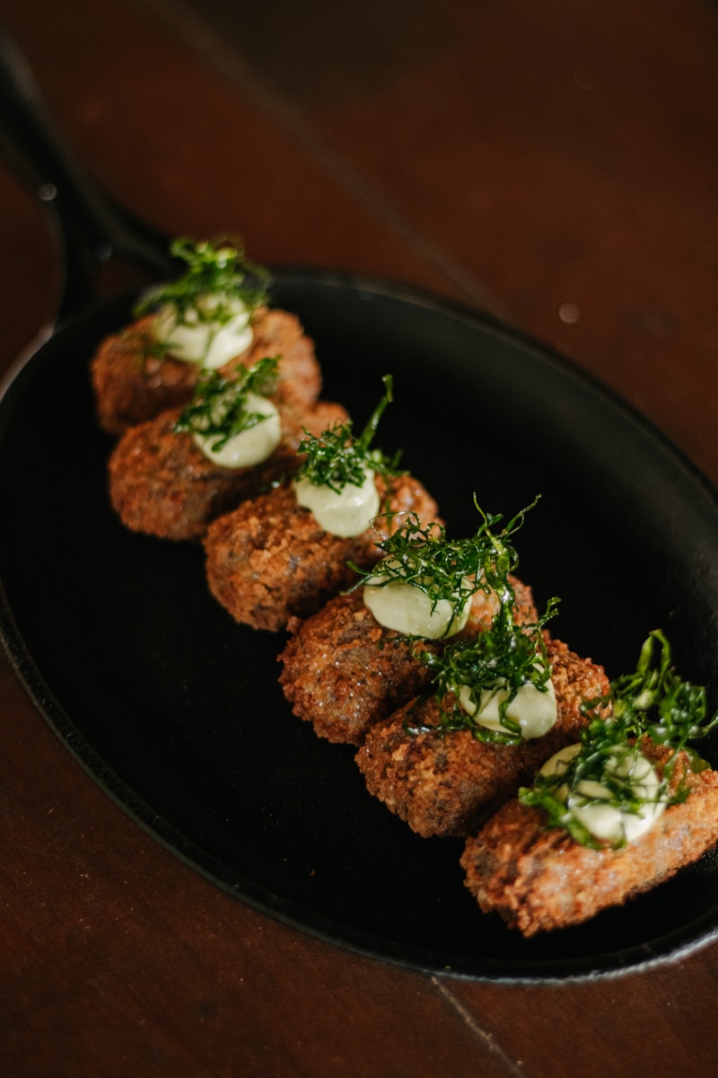 a plate of food that is on a table